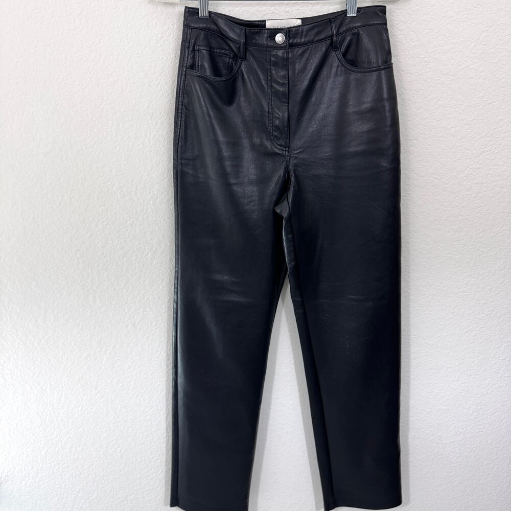 Aritzia Wilfred Womens Melina Vegan Leather Pants Size 8 Straight Hi-Rise Black